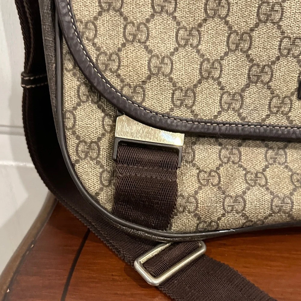 Gucci Beige and Brown Monogram Messenger Bag
